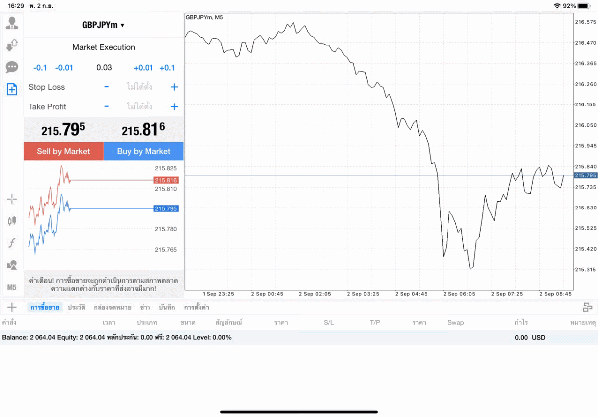 GBPJPY 0.03 lot แอพ MT4